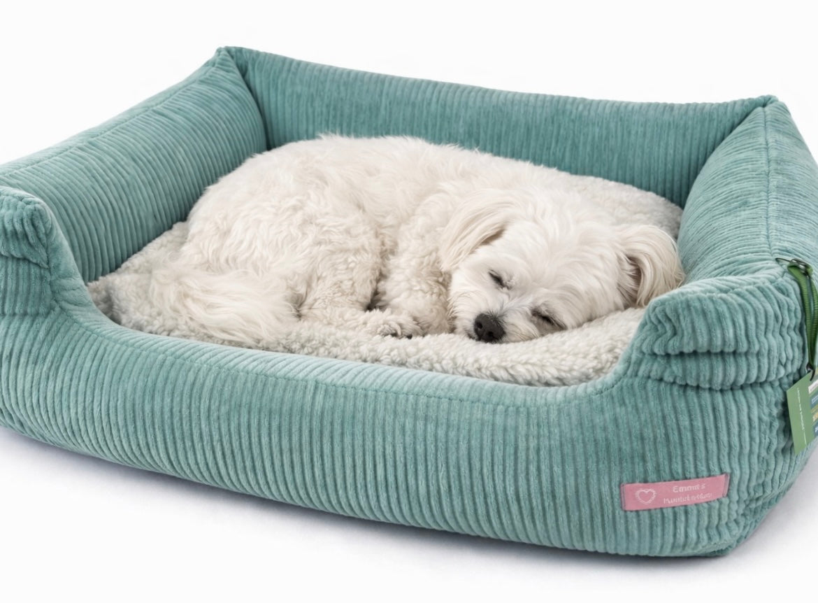 Kuschelbett „ Cord Sage“natürliche Ruhe & kuschelige Wärme